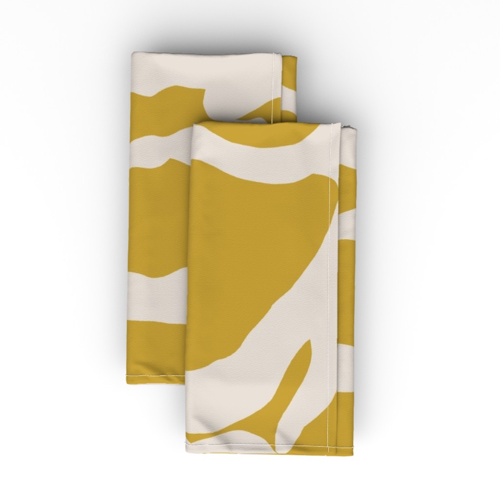 Shaky Leaf Tendril - Mustard Cloth Napkin, Longleaf Sateen Grand, Yellow