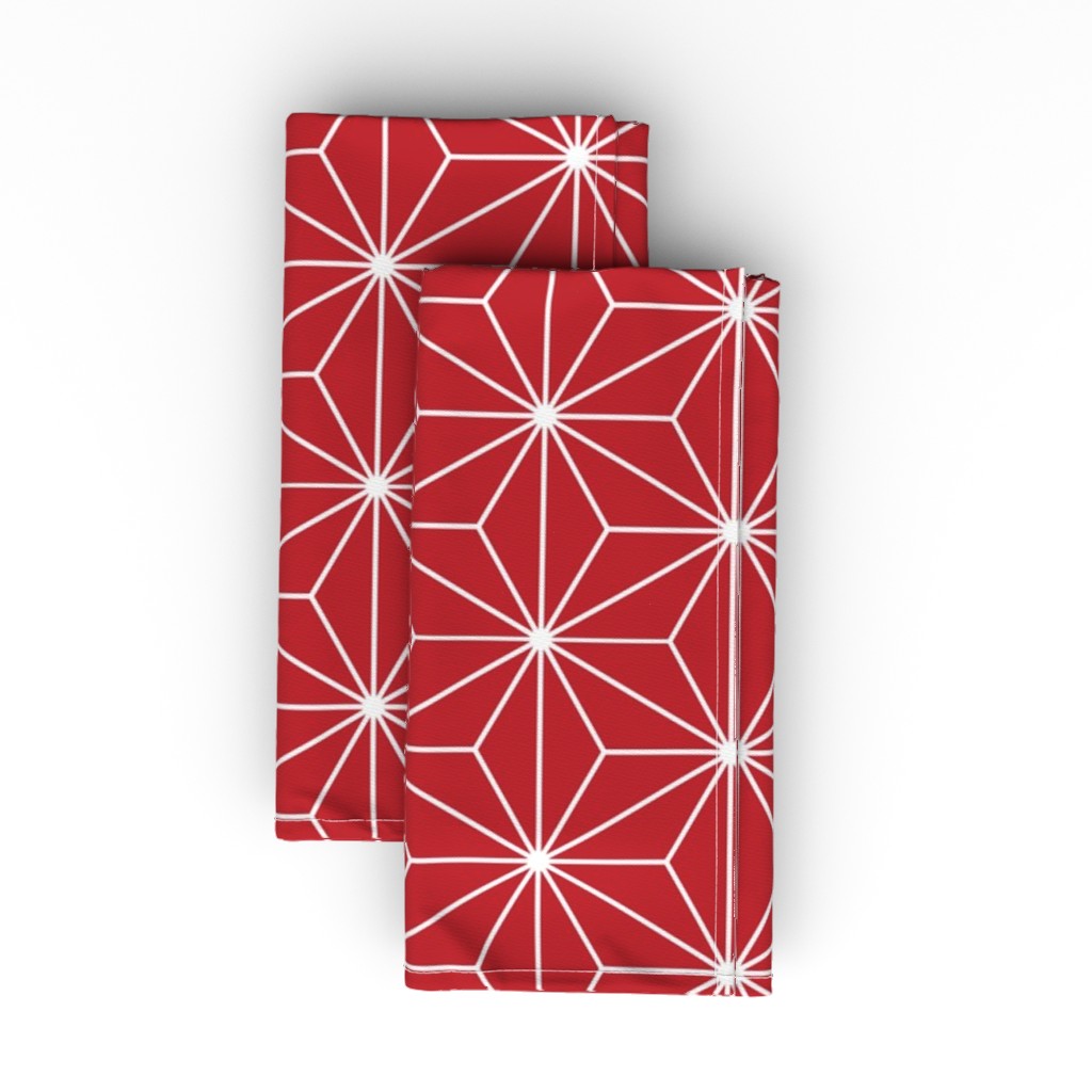 Geometric Stars - Christmas Variation Cloth Napkin, Longleaf Sateen Grand, Red
