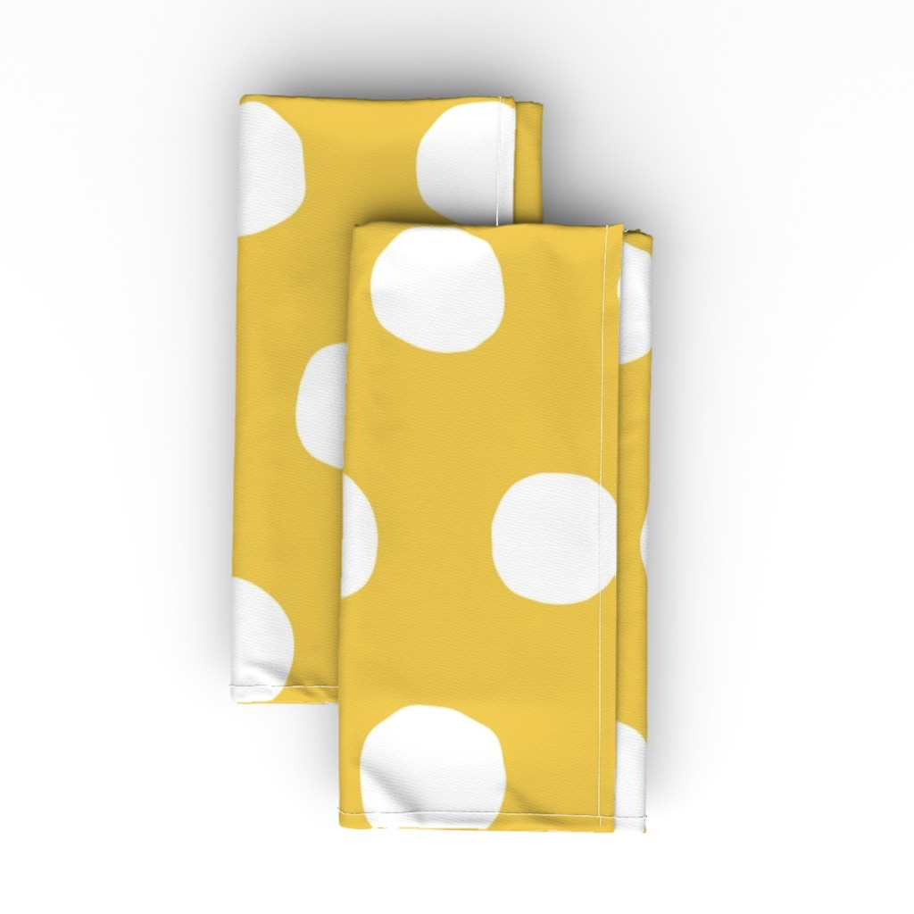 Dots - Yellow and White Cloth Napkin, Longleaf Sateen Grand, Yellow