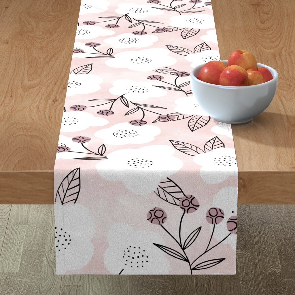 Arlene Floral - Pink Table Runner, 108x16, Pink
