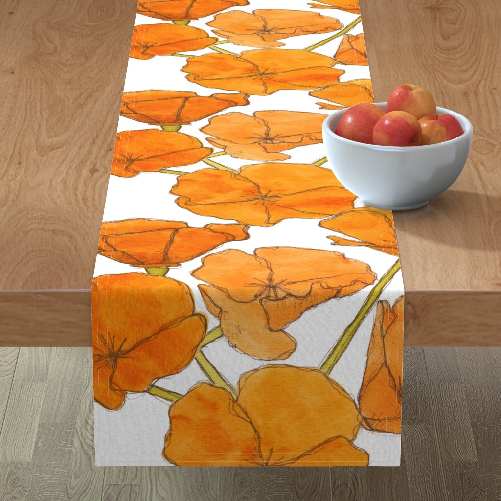 Poppy - Orange Table Runner, 108x16, Orange