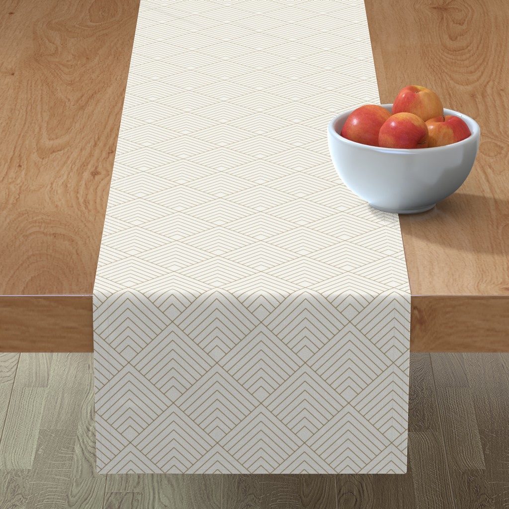Pyramid - Gold on White Table Runner, 108x16, Beige