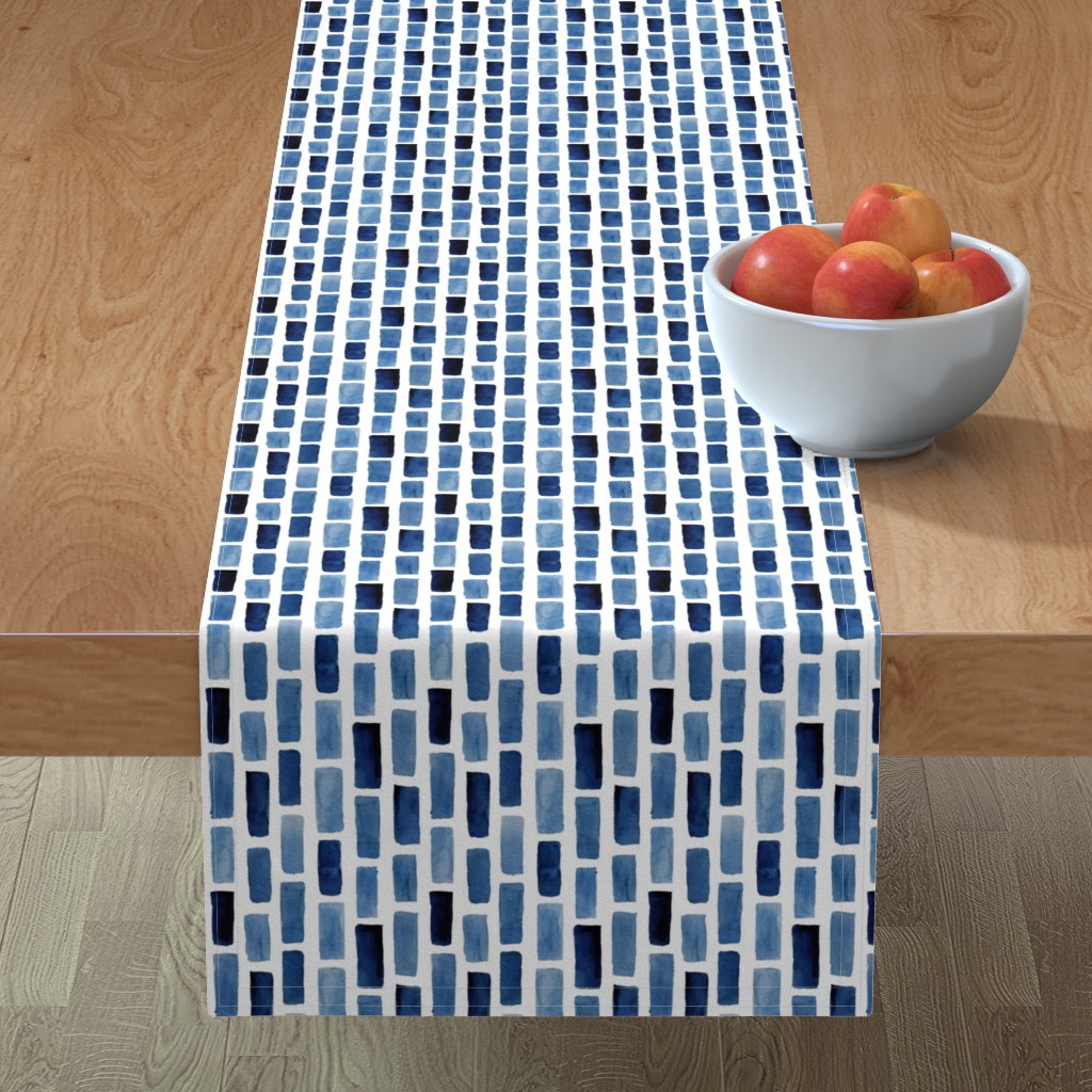 Vertical Tile - Blue Table Runner, 108x16, Blue
