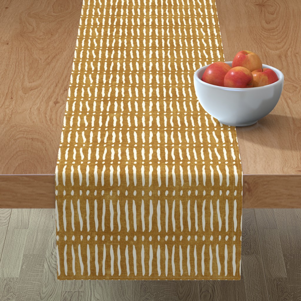 Vertical Dash Stripe Table Runner, 108x16, Yellow