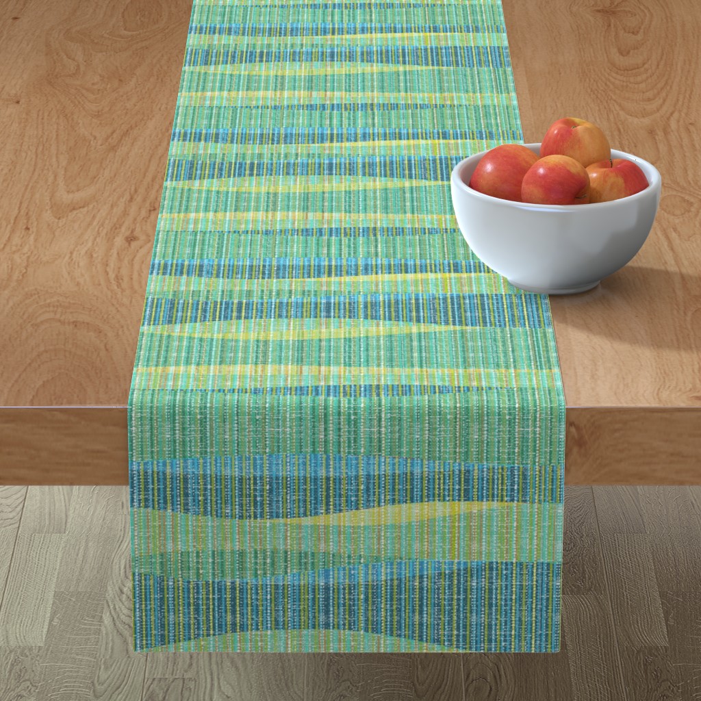 Mid Mod Lines Table Runner, 108x16, Green