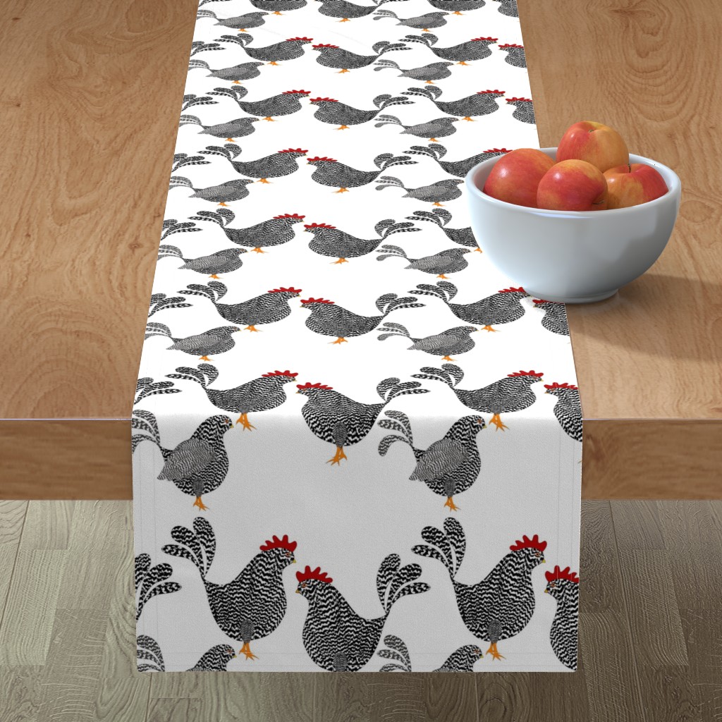 Chick, Chick, Chickens - Neutral Table Runner, 72x16, White