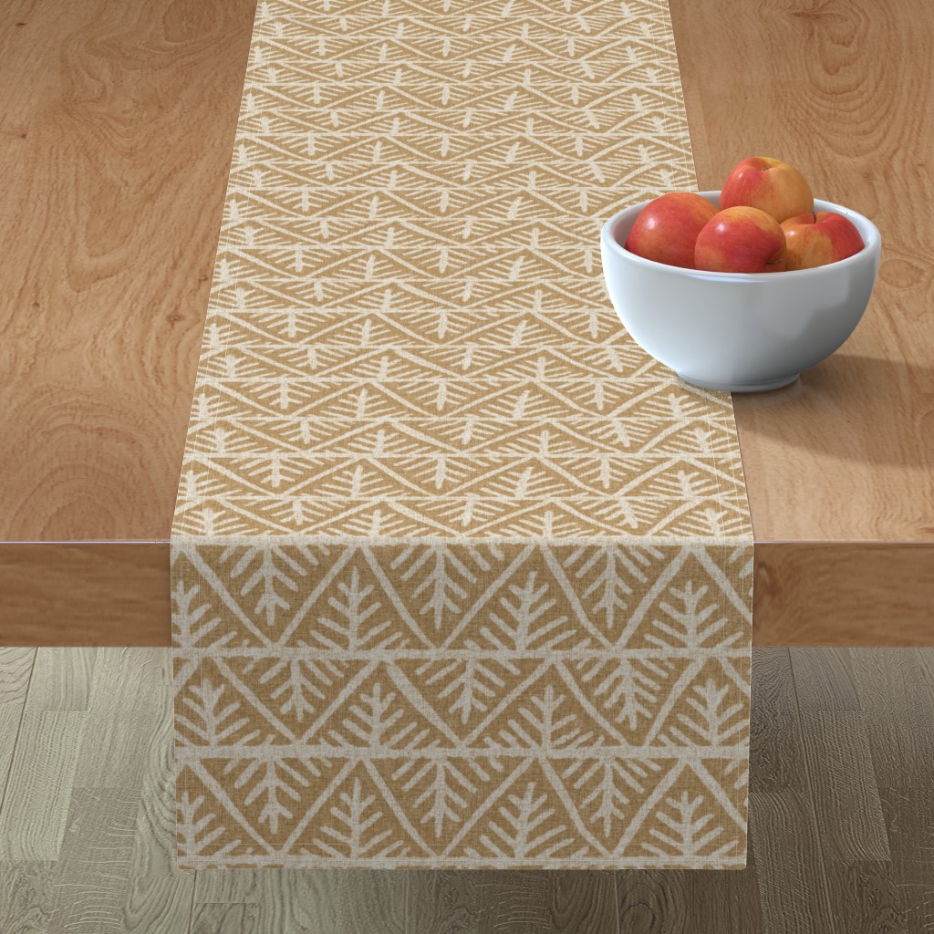 Textured Mudcloth Table Runner, 72x16, Brown