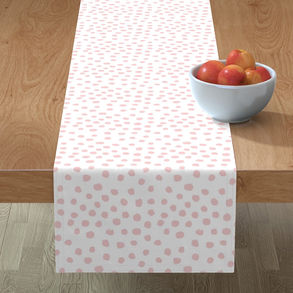 Soft Painted Dots Table Runner, 72x16, Pink