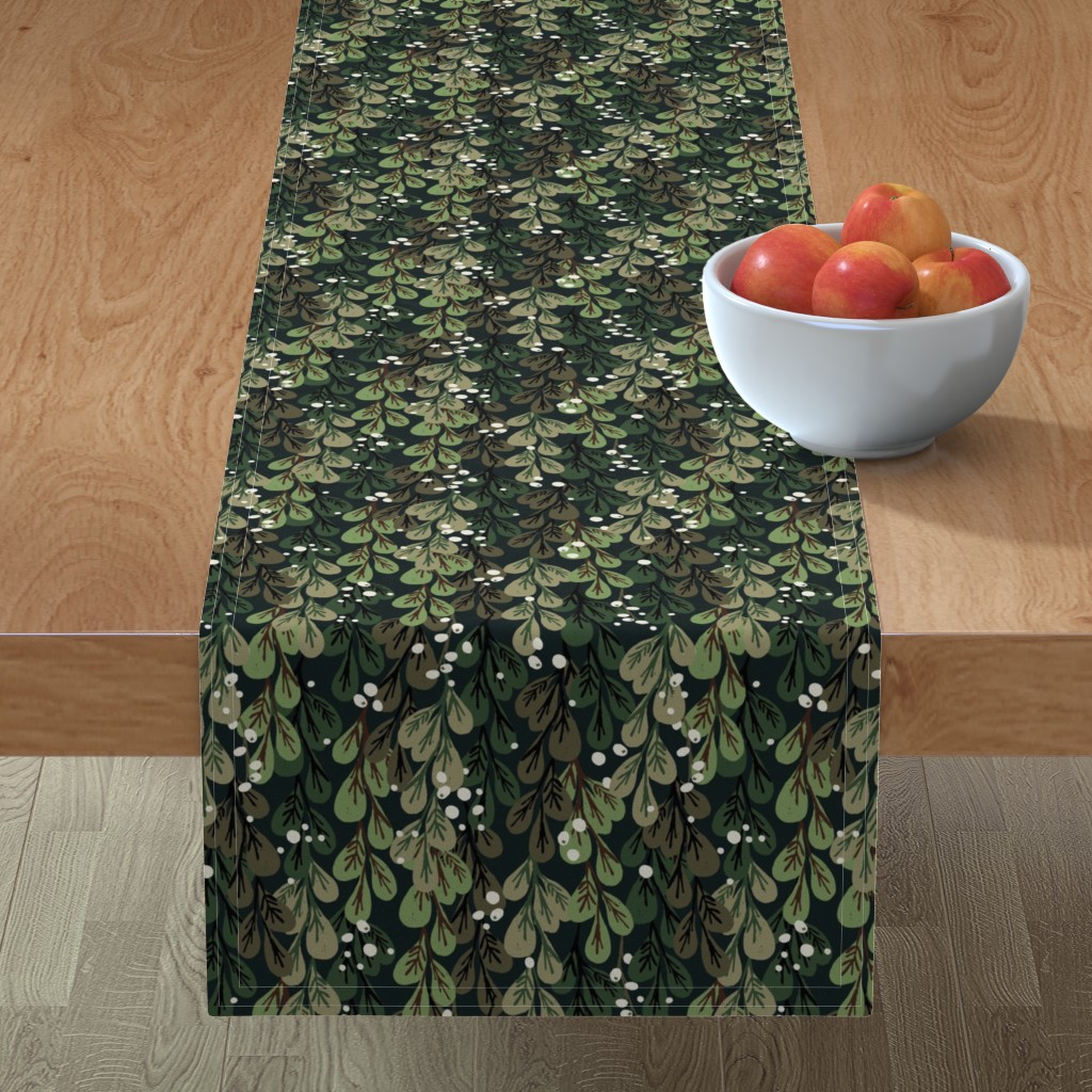 Mistletoe - Forest Greens Table Runner, 72x16, Green