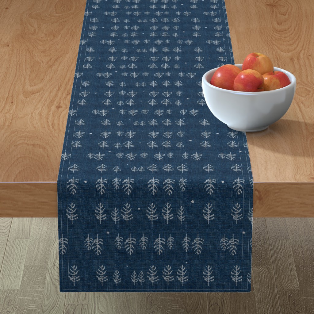 Arctic Night Forest - Navy Table Runner, 72x16, Blue