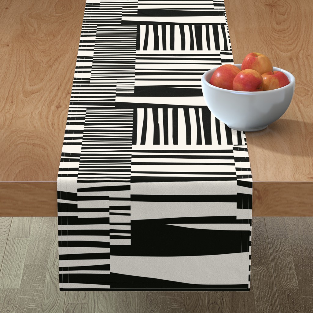 Twiggy Stripes Table Runner, 72x16, Black