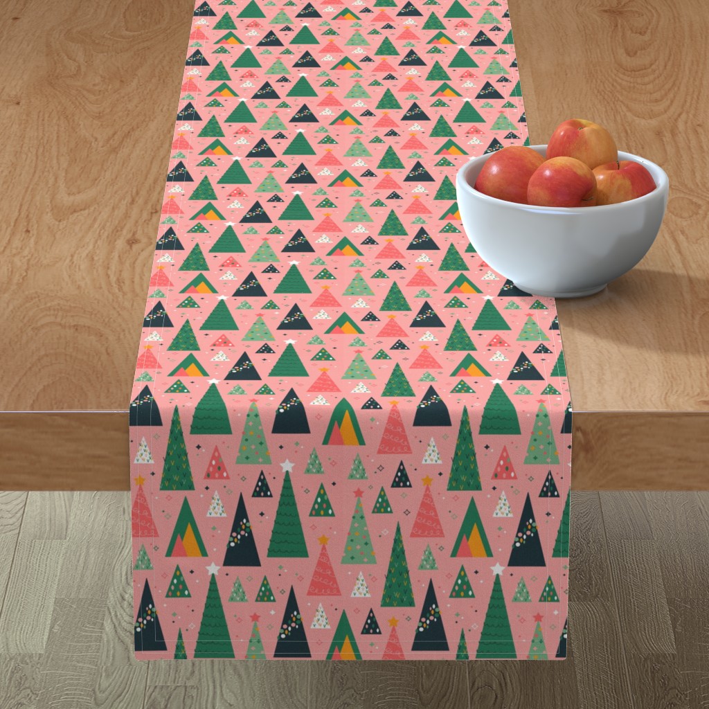 Holiday Trees - Pink Table Runner, 72x16, Pink