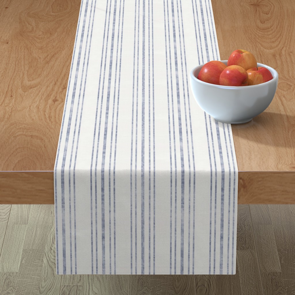 Aegean Multi Ticking Stripe - Blue Table Runner, 72x16, Blue