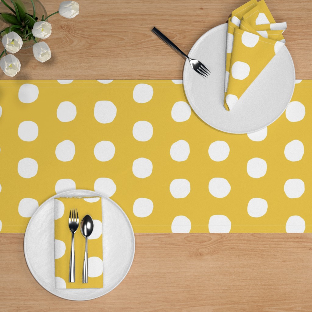 Dots Yellow and White Table Runner Shutterfly