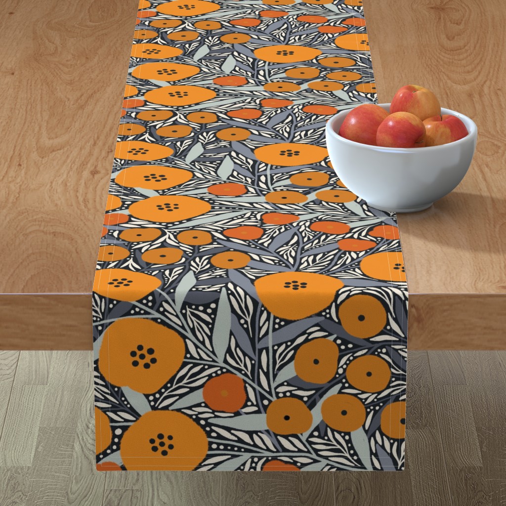 Eloise Floral - Orange Table Runner, 90x16, Orange