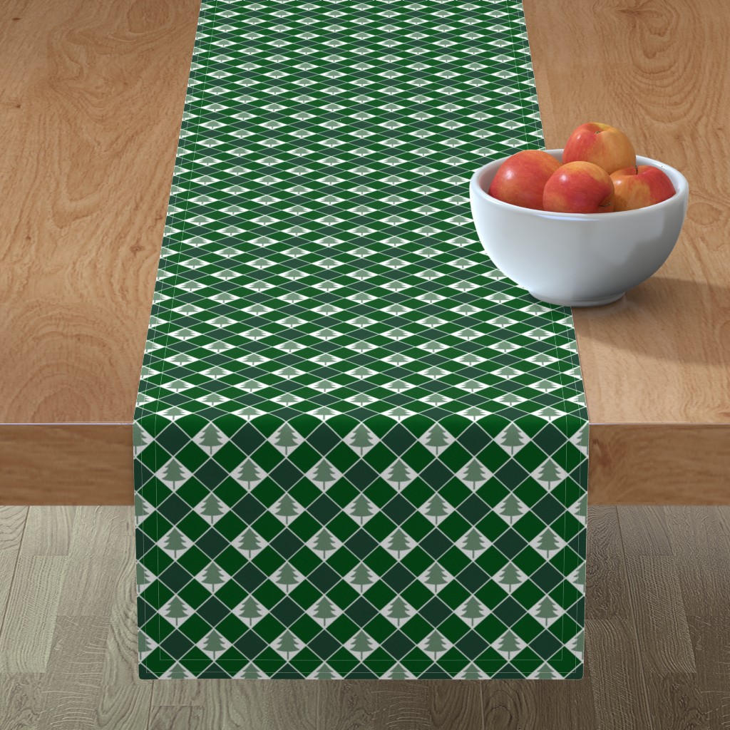 Christmas Tree Checkers - Green Table Runner, 90x16, Green