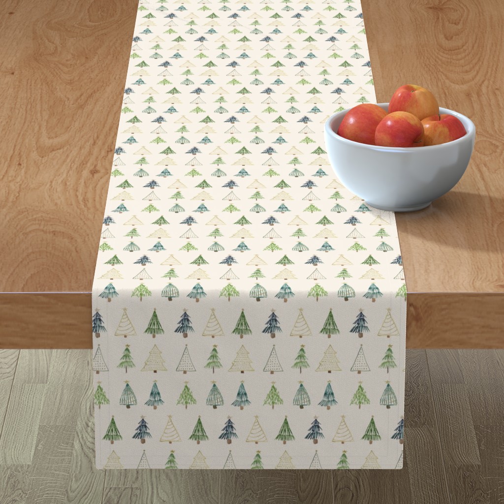 Boho Christmas Trees - Beige Table Runner, 90x16, Beige