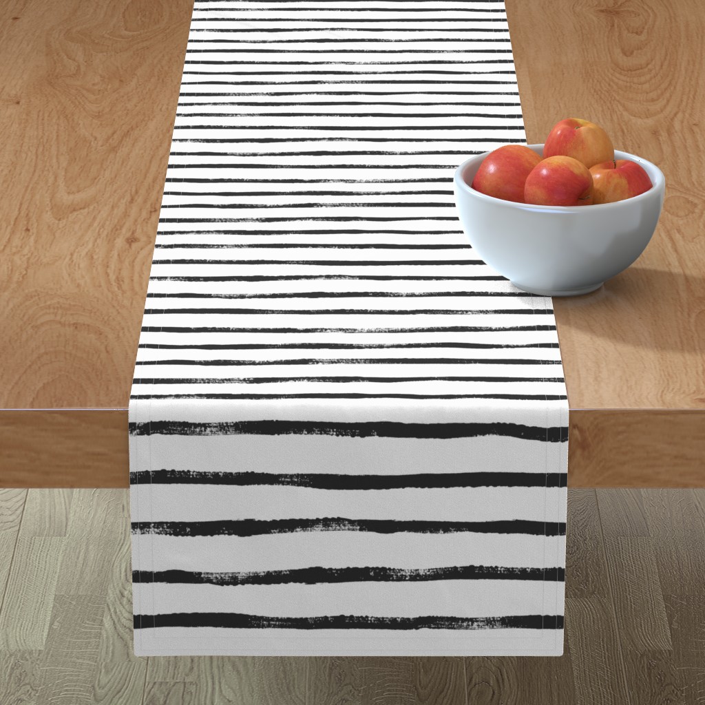 This Stripes - Black on White Table Runner, 90x16, Black