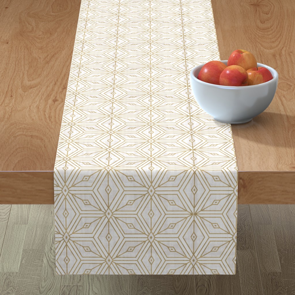 Mod Star - White and Gold Table Runner, 90x16, Yellow