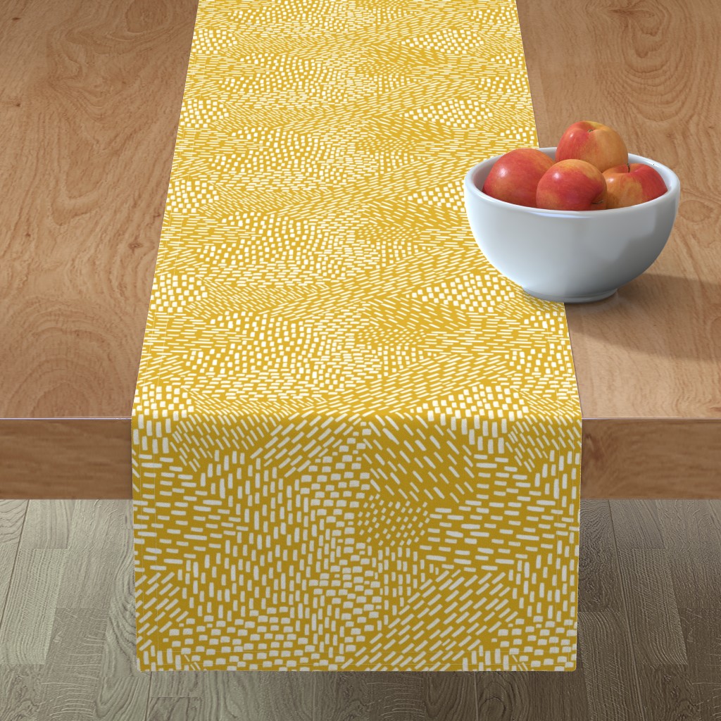 Abstract Brushstrokes Table Runner, 90x16, Yellow