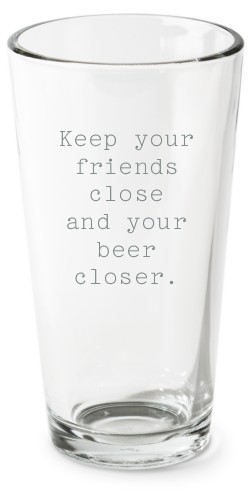 Open Quote Pint Glass, Etched Pint, Set of 1, White