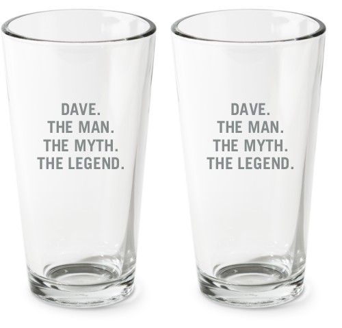The Man Pint Glass, Etched Pint, Set of 2, White