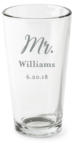 Mr And Mrs Set Pint Glass, Etched Pint, Set of 1, White