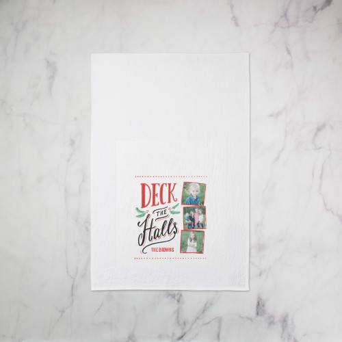 Deck the Halls Set Tea Towel, Set of 1, Red