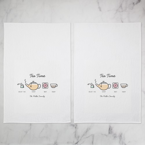 Tea Time Tea Towel, Set of 2, Black