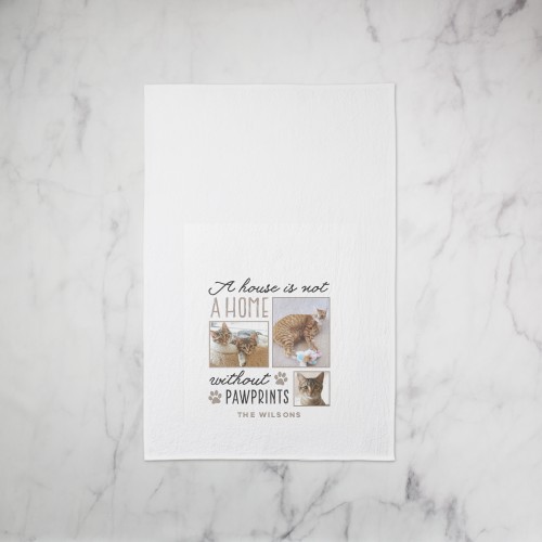 Rustic Home Pawprints Tea Towel, Set of 1, Black, black