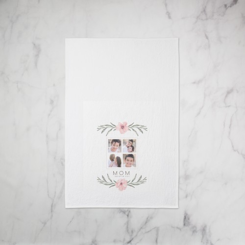 Spring Floral Collage Tea Towel, Set of 1, Beige, pearl