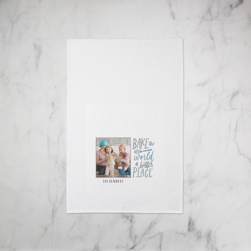 Bake a Better Place Tea Towel, Set of 1, Gray, gray