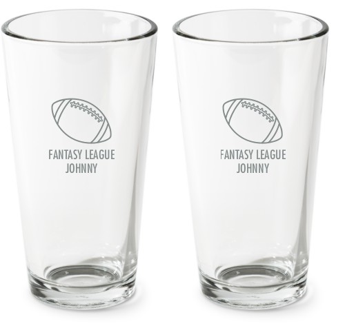 Football Life Pint Glass, Etched Pint, Set of 2, White