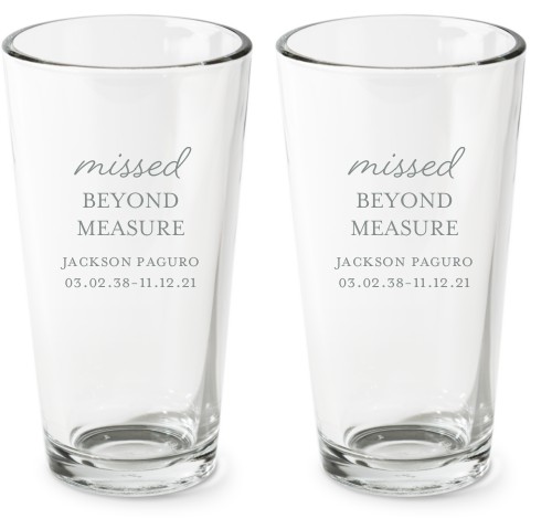 Missed Beyond Measure Pint Glass, Etched Pint, Set of 2, White