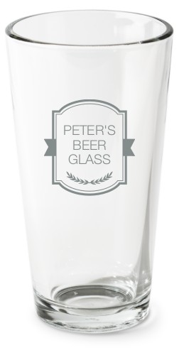 My Beer Glass Pint Glass, Etched Pint, Set of 1, White