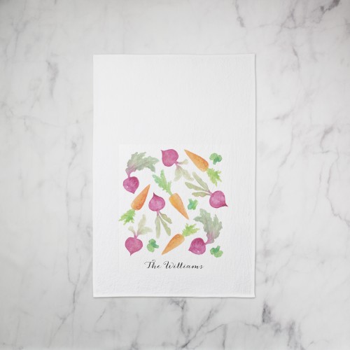 Fruit and Vegetable Set Tea Towel, Set of 1, White