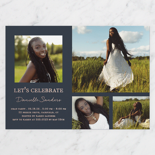 Studious Showcase Graduation Invitation, Black, Rose Gold Foil, 5x7, Write Your Own, Matte, Personalized Foil Cardstock, Square, Silhouette