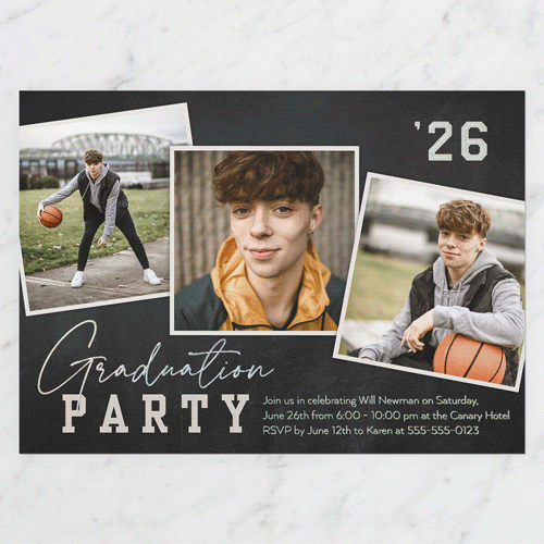 Snapshot Overlay Graduation Invitation, Iridescent Foil, Black, 5x7, Matte, Personalized Foil Cardstock, Square, Black