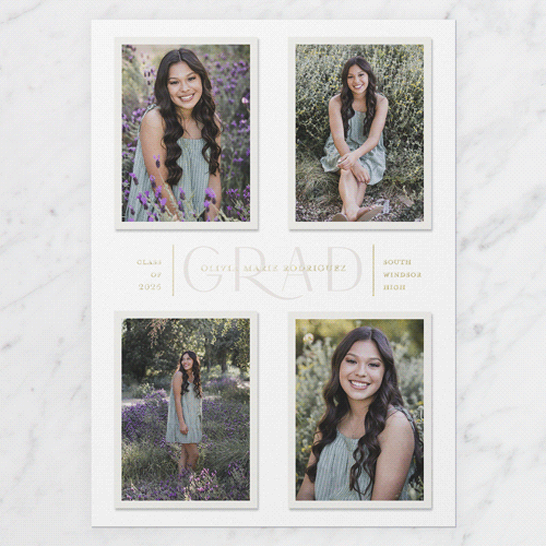 Focus Grad Graduation Announcement, Gold Foil, White, 5x7, Matte, Personalized Foil Cardstock, Square