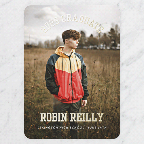 Graduate Highlight Graduation Announcement, Rounded Corners, -Black-Gold Foil-5x7 Digital Foil Card-2025