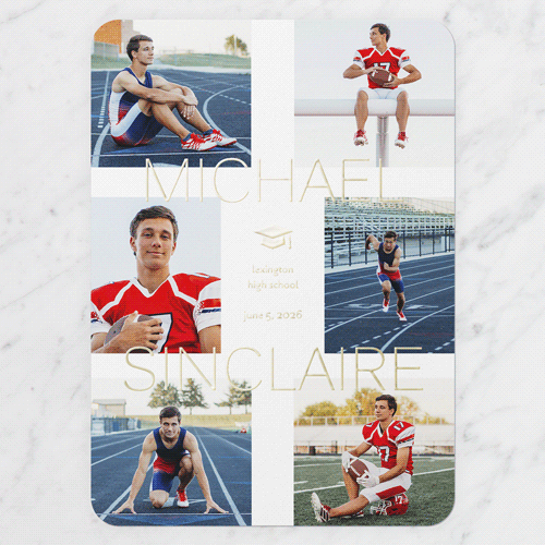 Perfect Star Graduation Announcement, Gold Foil, White, 5x7, Matte, Personalized Foil Cardstock, Rounded, White