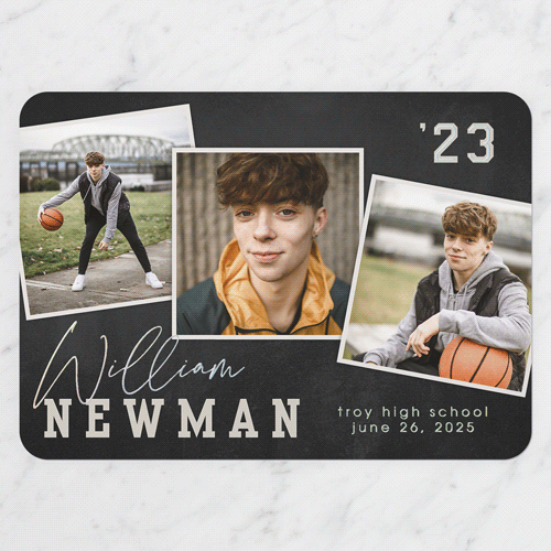 Snapshot Overlay Graduation Announcement, Rounded Corners, -Iridescent Foil-Black-5x7 Digital Foil Card-2023