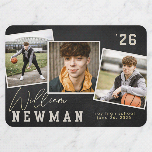 Snapshot Overlay Graduation Announcement, Gold Foil, Black, 5x7, Matte, Personalized Foil Cardstock, Rounded, Black