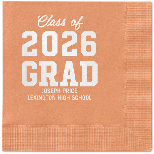 Collegiate Celebration Napkin, White, Coral, white
