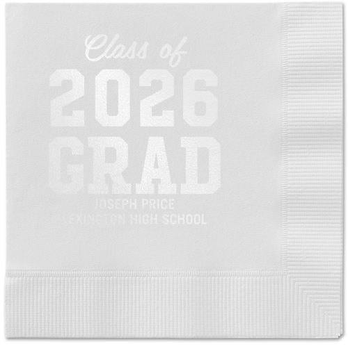 Collegiate Celebration Napkin, White, White, white