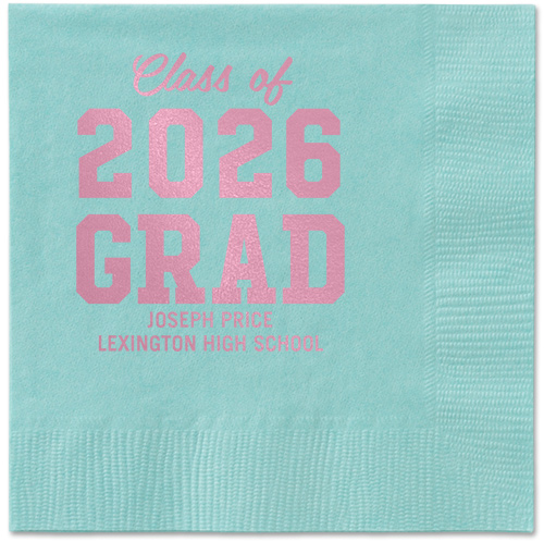 Collegiate Celebration Napkin, Pink, Aqua, blush