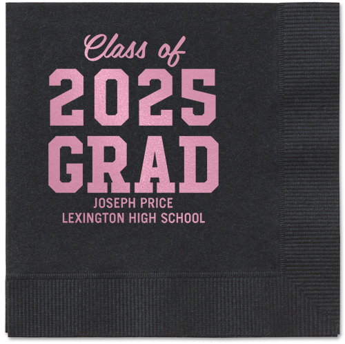 Collegiate Celebration Napkin, Pink, Black