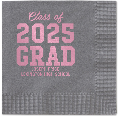 Collegiate Celebration Napkin, Pink, Pewter