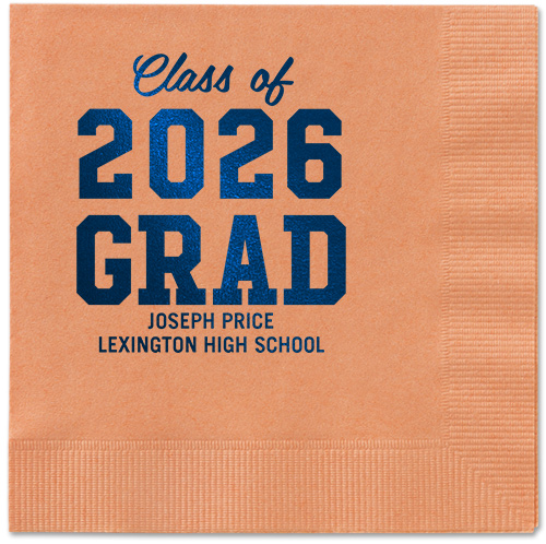 Collegiate Celebration Napkin, Blue, Coral, midnight