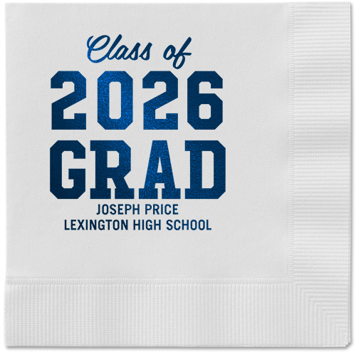 Collegiate Celebration Napkin, Blue, White, midnight